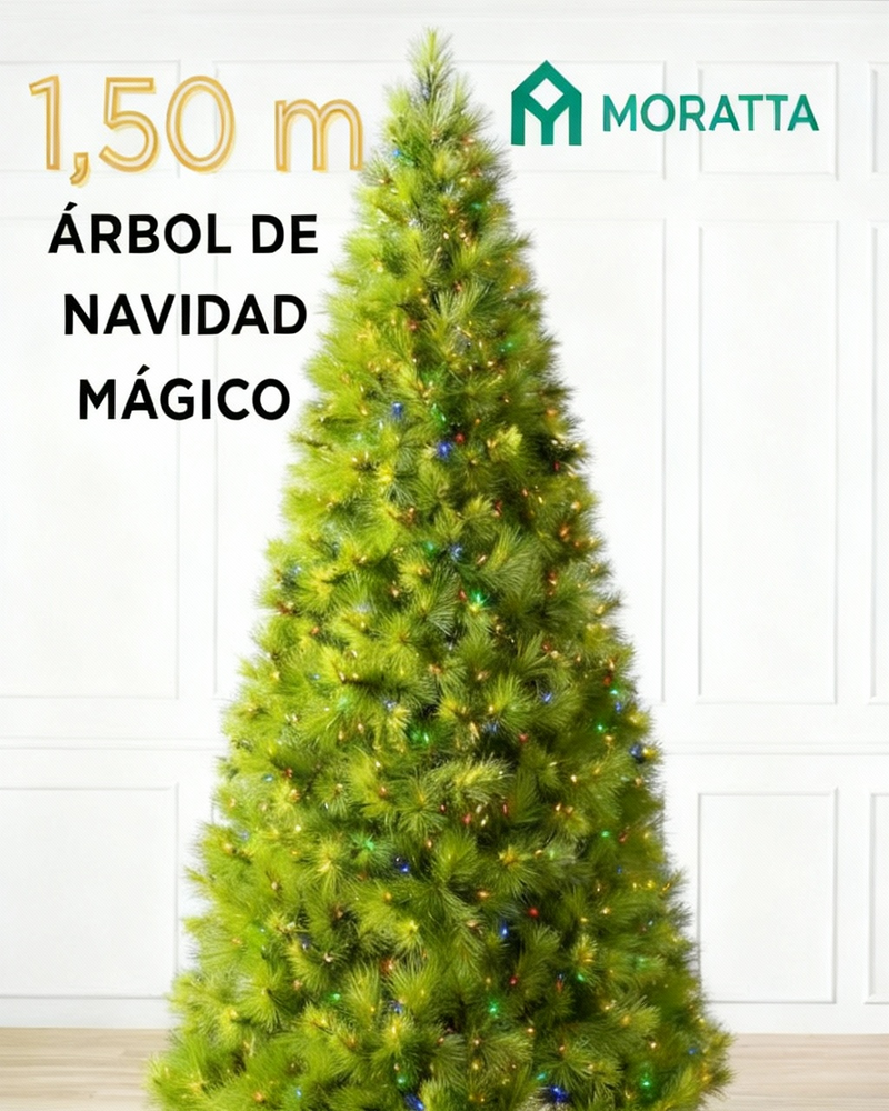 Árbol de Navidad MAGICA 1,50m con mando a distancia y micro LEDs de colores integrados + REGALO.