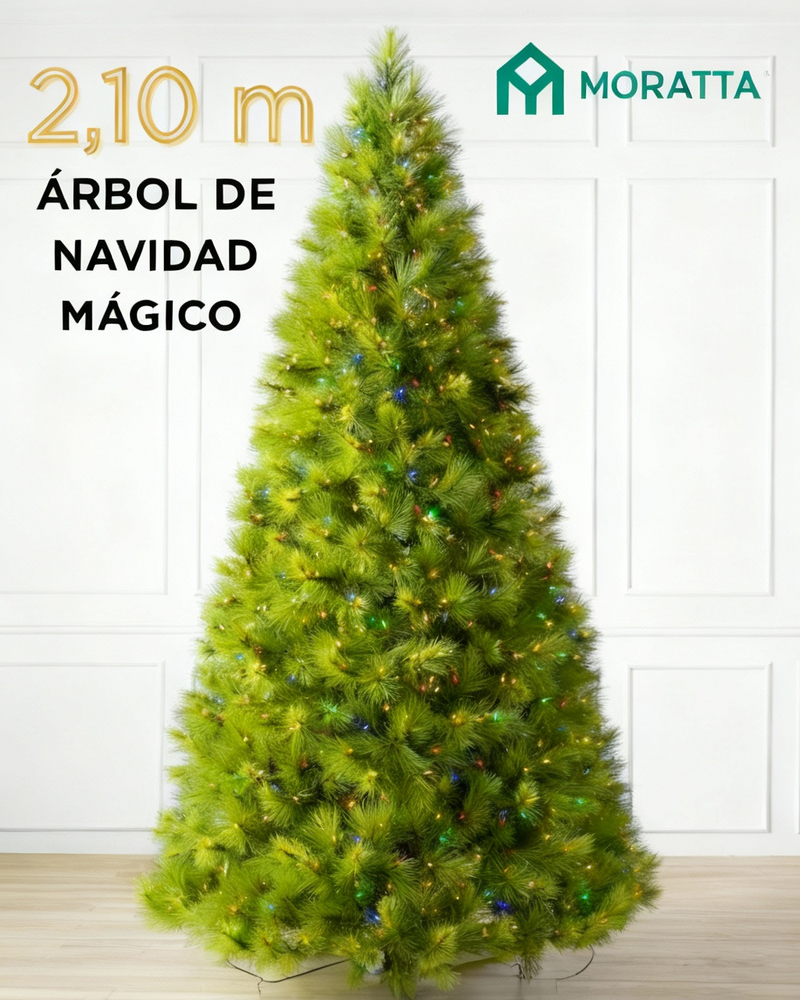 Árbol de Navidad MAGICA 2,10m con mando a distancia y micro LEDs de colores integrados + REGALO.