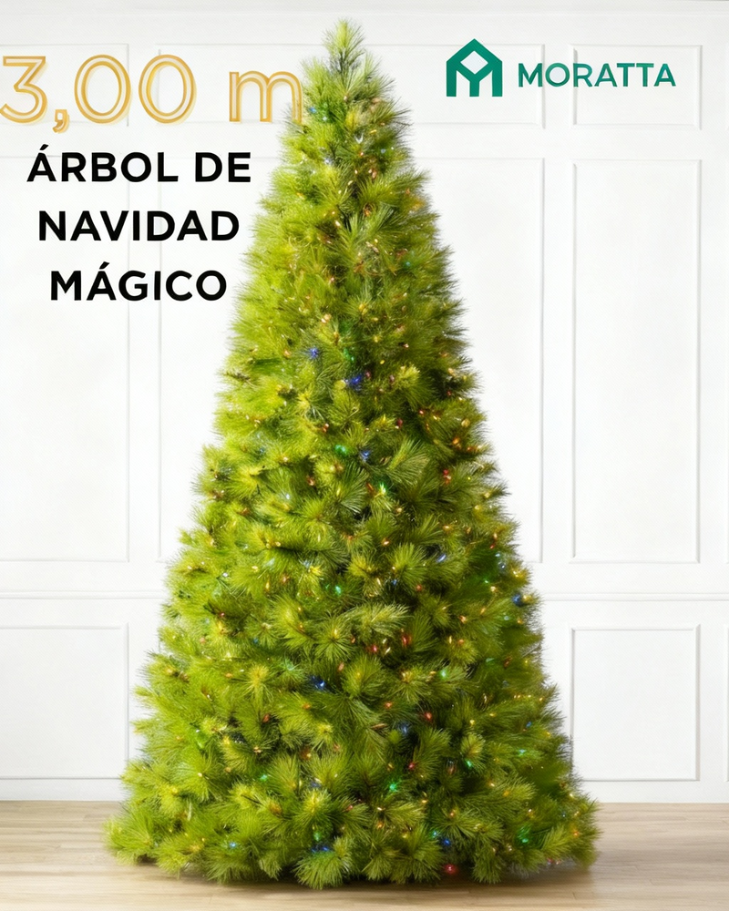 Árbol de Navidad MAGICA 3,00m con mando a distancia y micro LEDs de colores integrados + REGALO.